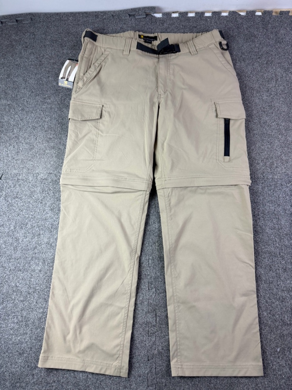 BC Clothing Mens Nylon Blend Convertible Cargo Hiking Pants Sz L 36x30 Khaki